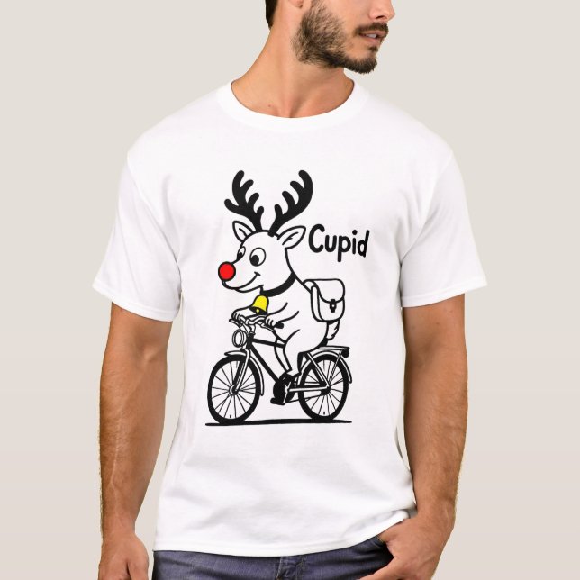 Camiseta Cupid The Reindeer Riding a Bike (Anverso)
