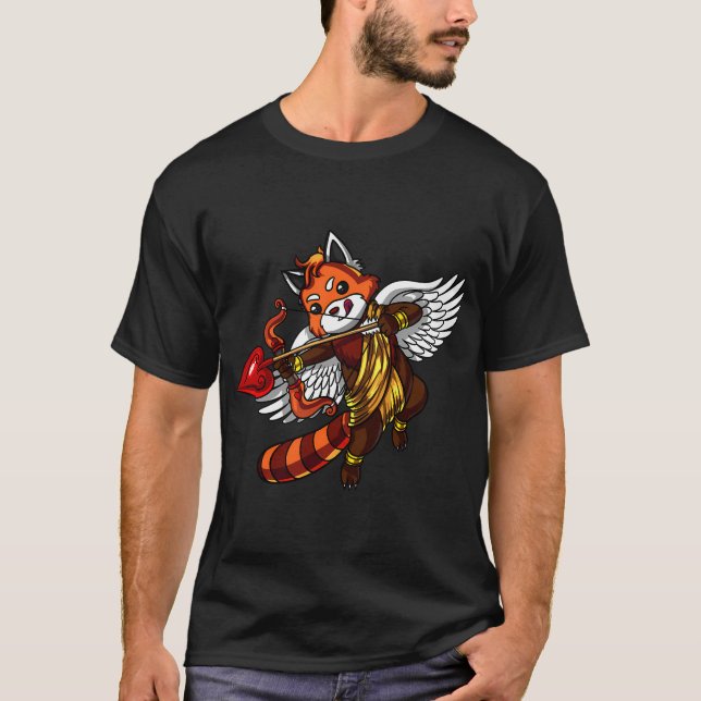 Camiseta Cúpido de oso panda rojo lindo (Anverso)