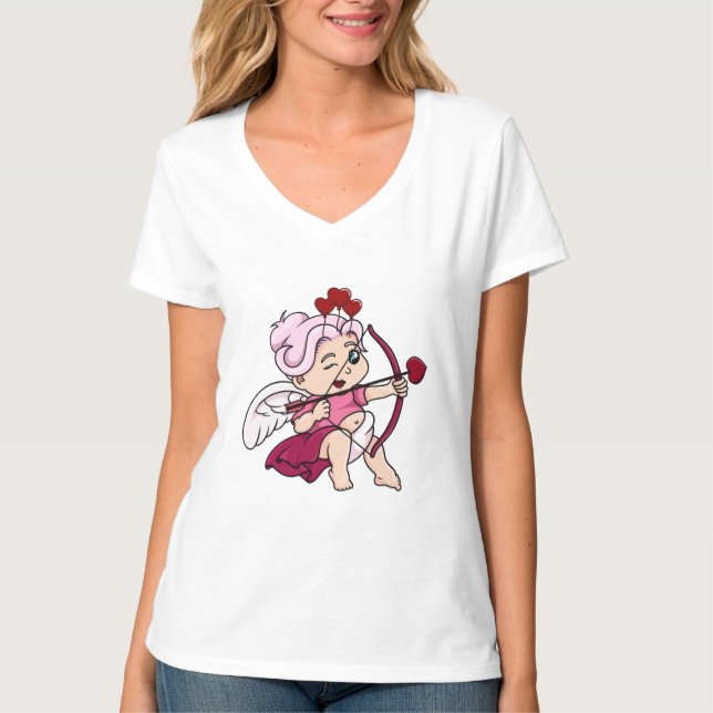 Camiseta "Cupido decorativo con flecha de amor T-Shirt - Ro (Anverso)