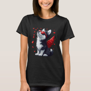 Camiseta Cúpido Divertido Husky Siberiano Día de San Valent