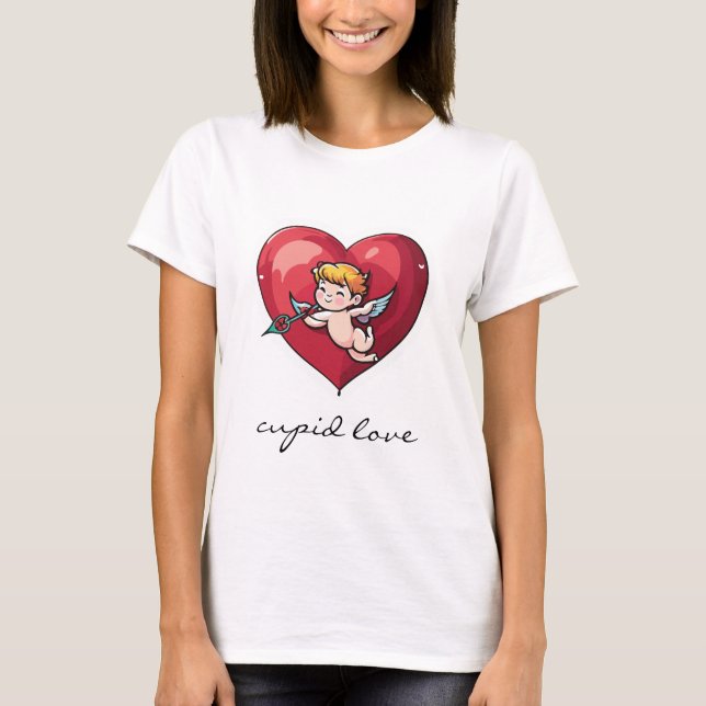Camiseta Cupido en el corazón rojo (Anverso)