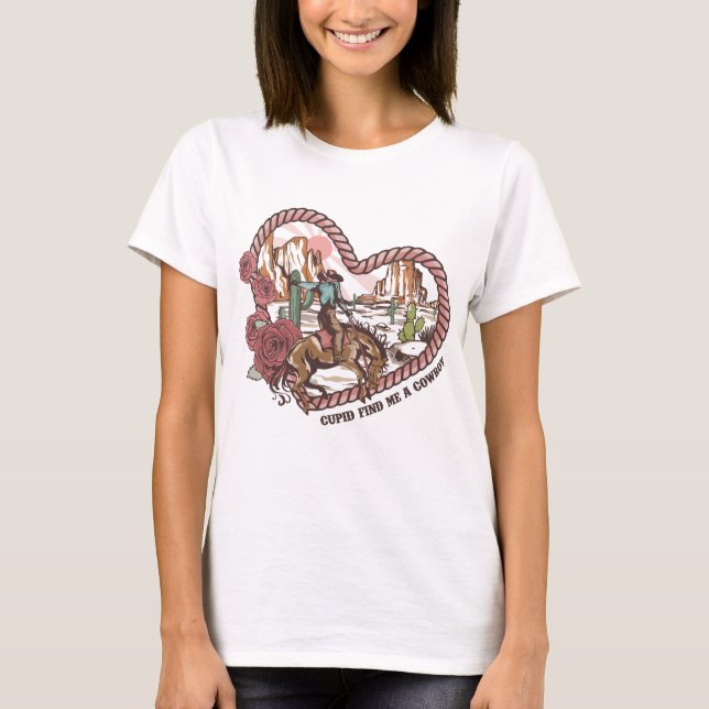 Camiseta Cupido Me Encuentra Un Vaquero (Anverso)
