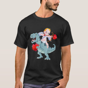 Camiseta Cupido Riding Dinosaurio En El Día De San Valentín