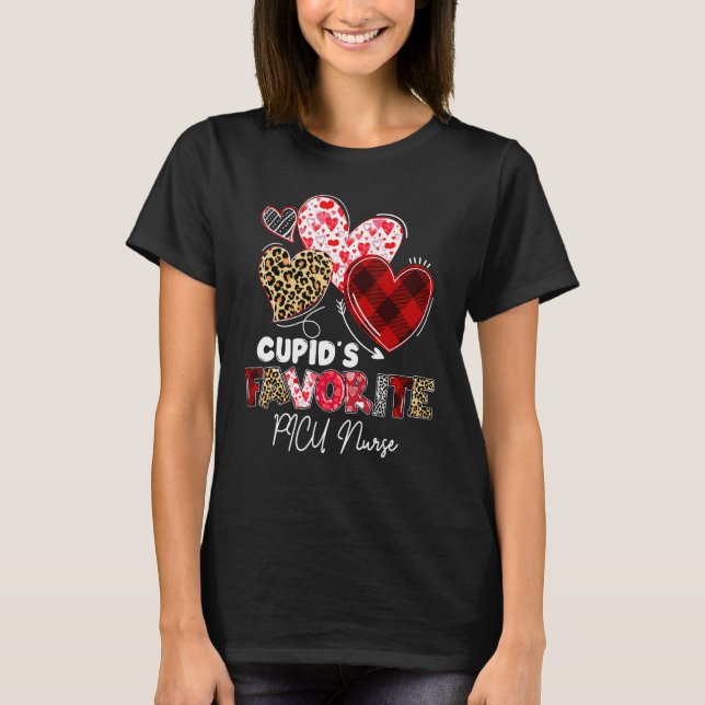 Camiseta Cupid's Favorite PICU Nurse Valentine Buffalo Plai (Anverso)