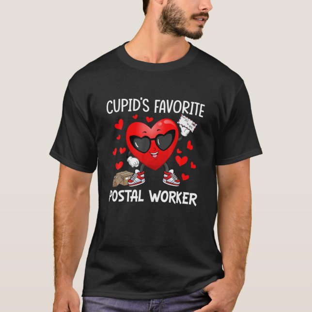 Camiseta Cupid's Favorite Postal Worker Mailman Happy Valen (Anverso)