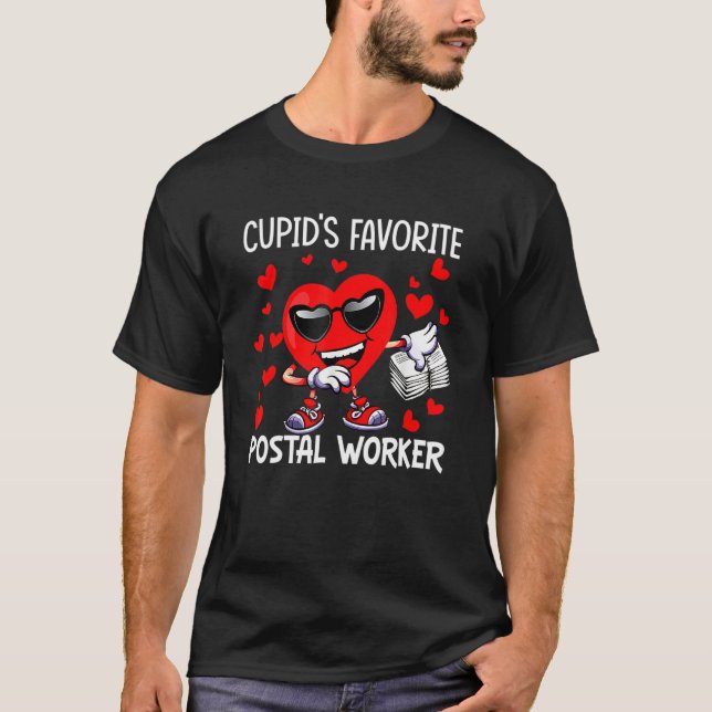Camiseta Cupid's Favorite Postal Worker Mailman Happy Valen (Anverso)