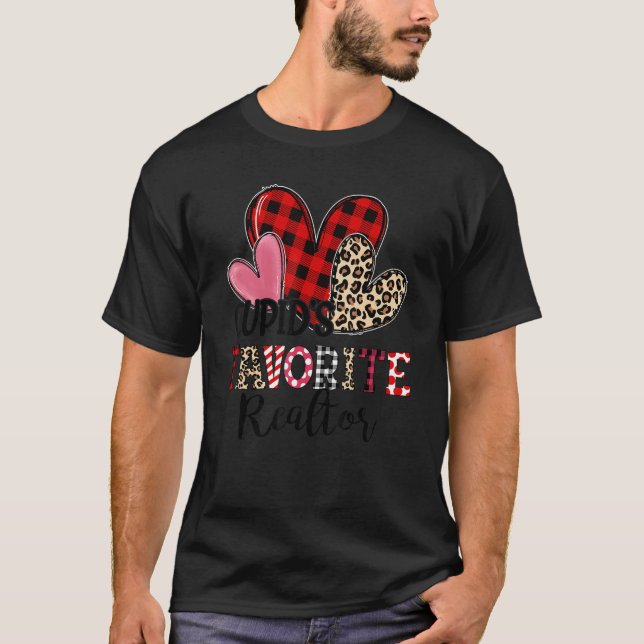 Camiseta Cupid's Favorite Realtor Three Hearts Valentine's  (Anverso)