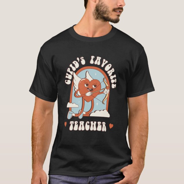 Camiseta Cupid's Favorite Teacher Red Heart Teacher's Cute  (Anverso)