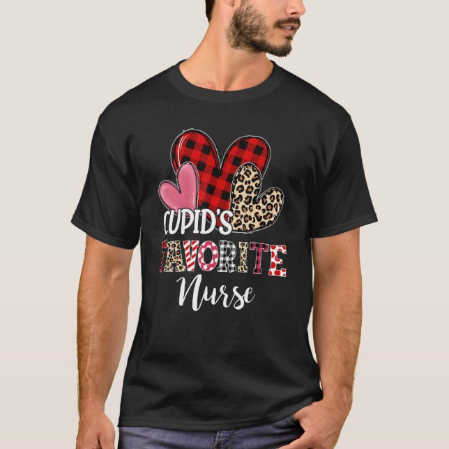 Camiseta Cupidu2019s Favorite Nurse Cute Hearts Valentines  (Anverso)