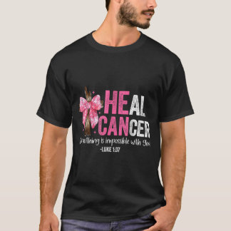 Camiseta Cura Cáncer Cree Dios Cristiano Cáncer de Mama Con