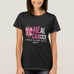 Camiseta Cura Cáncer Cree Dios Cristiano Cáncer de Seno Con