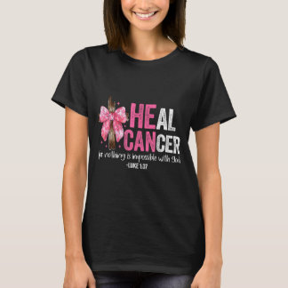 Camiseta Cura Cáncer Cree Dios Cristiano Cáncer de Seno Con