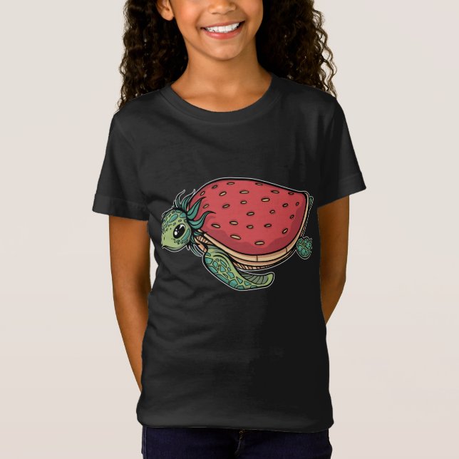 Camiseta Cura de fresa tortuga de mar Adorable Océano anima (Anverso)