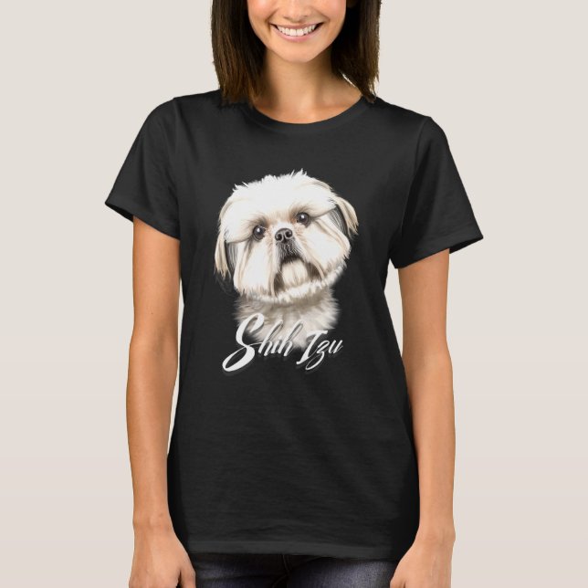 Camiseta Cura Furry Shih Tzu Perro Cara seria (Anverso)