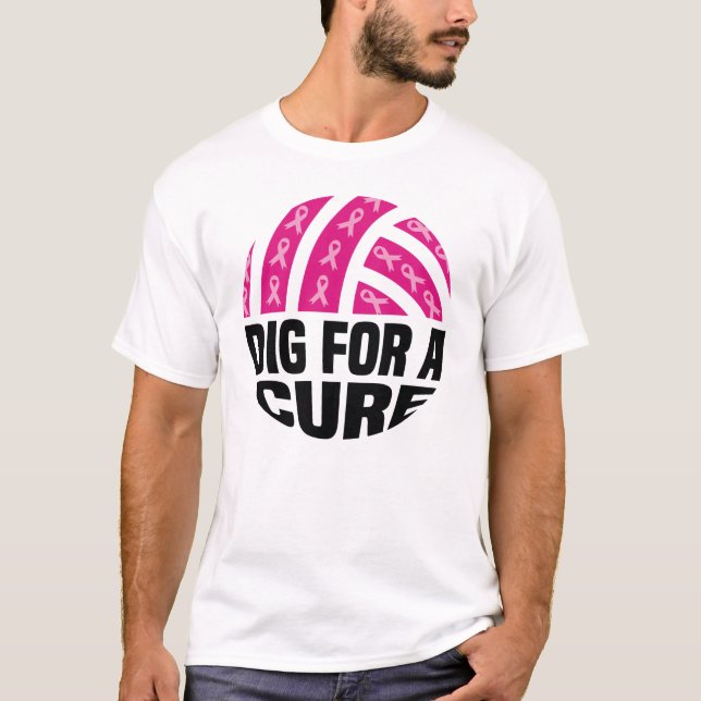 Camiseta Cura Para El Voleibol Cure Octubre Cáncer De Mama (Anverso)