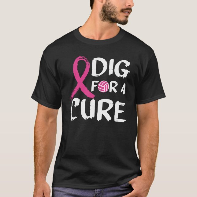 Camiseta Cura Para El Voleibol Cure Octubre Cáncer De Mama (Anverso)