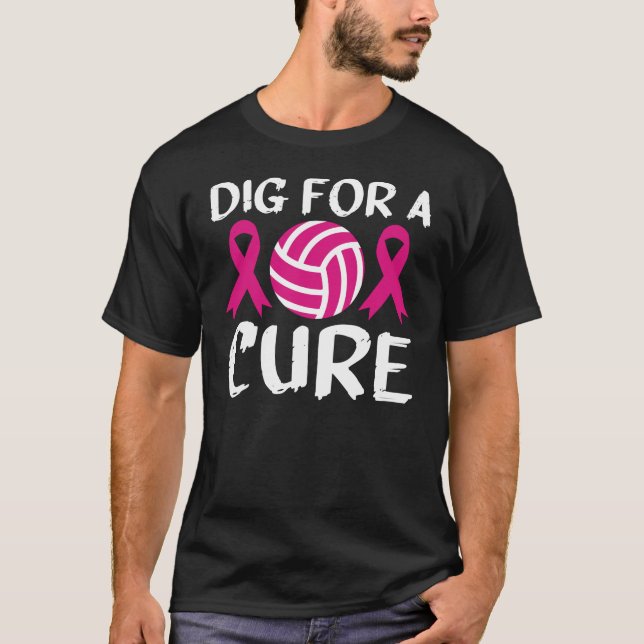 Camiseta Cura Para El Voleibol Cure Octubre Cáncer De Mama (Anverso)