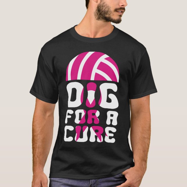 Camiseta Cura Para El Voleibol Cure Octubre Cáncer De Mama (Anverso)