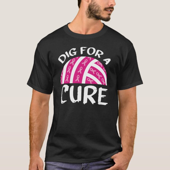 Camiseta Cura Para El Voleibol Cure Octubre Cáncer De Mama (Anverso)