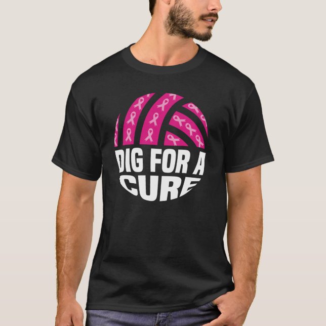 Camiseta Cura Para El Voleibol Cure Octubre Cáncer De Mama (Anverso)