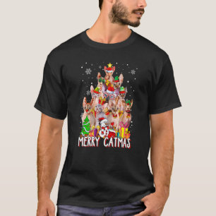 Camiseta Cura Sfinx Cat Merry Catmas Árbol de Navidad Navid