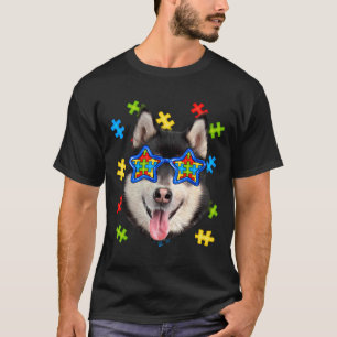 Camiseta Cura Siberiana Husky Autism Puzzle Gafas de sol Pu