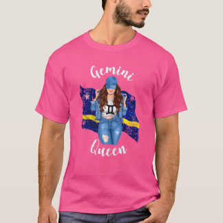 Camiseta Curacao Gemini Reina De La Bandera De Curacao Zodi