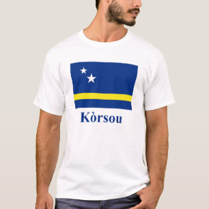 Camiseta Curaçao señala por medio de una bandera con nombre