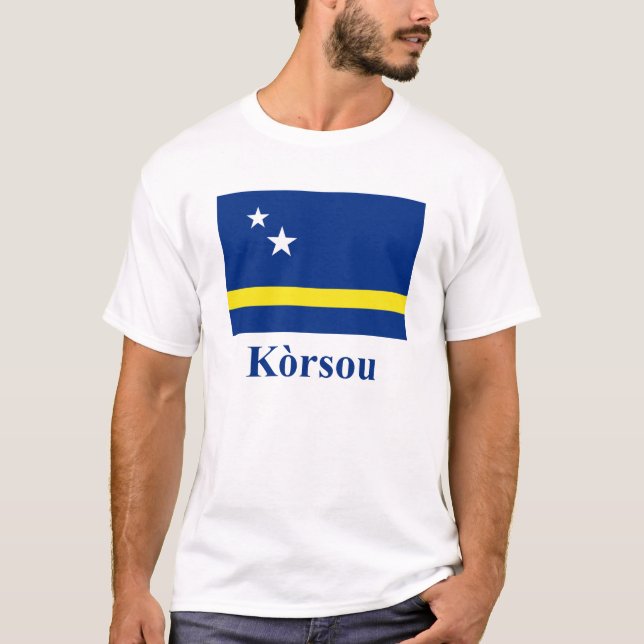 Camiseta Curaçao señala por medio de una bandera con nombre (Anverso)