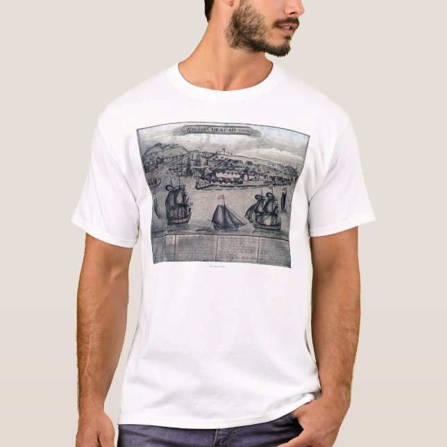 Camiseta CuracaoPanoramic MapCuracao, Países Bajos (Anverso)