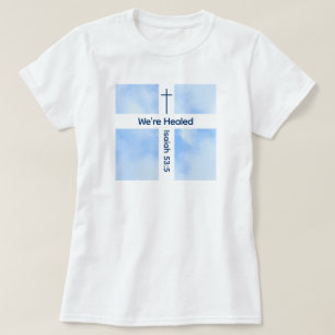 Camiseta Curación de la Biblia de la Cruz Cristiana Azul Cl