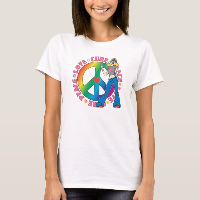 Camiseta Curación del amor de la paz del cáncer de pecho (Anverso)