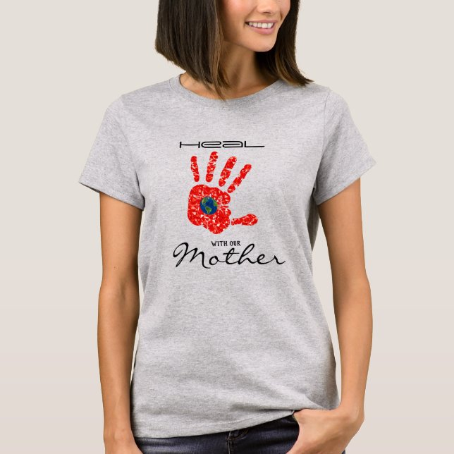 Camiseta Curar con nuestra madre tierra MMIW Gris (Anverso)