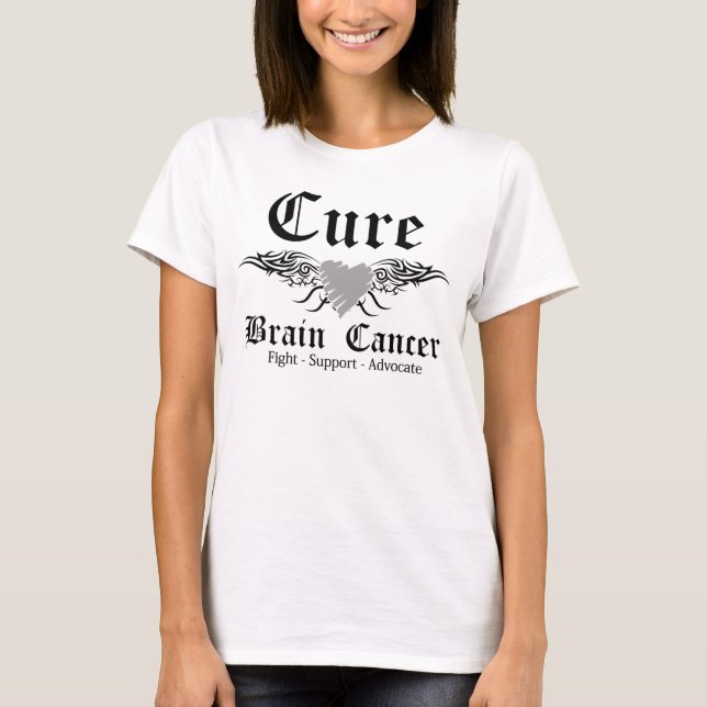 Camiseta Cure Brain Cancer Tattoo Wings (Anverso)