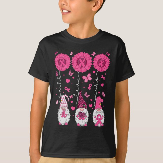 Camiseta Cure Gnomes Amor Cure Gnomes Cáncer de Mama Sunflo (Anverso)