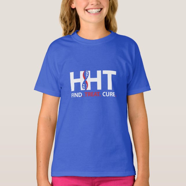 Camiseta Cure HHT FIND.TREAT.CURE Awareness T-Shirt (Chicas (Anverso)