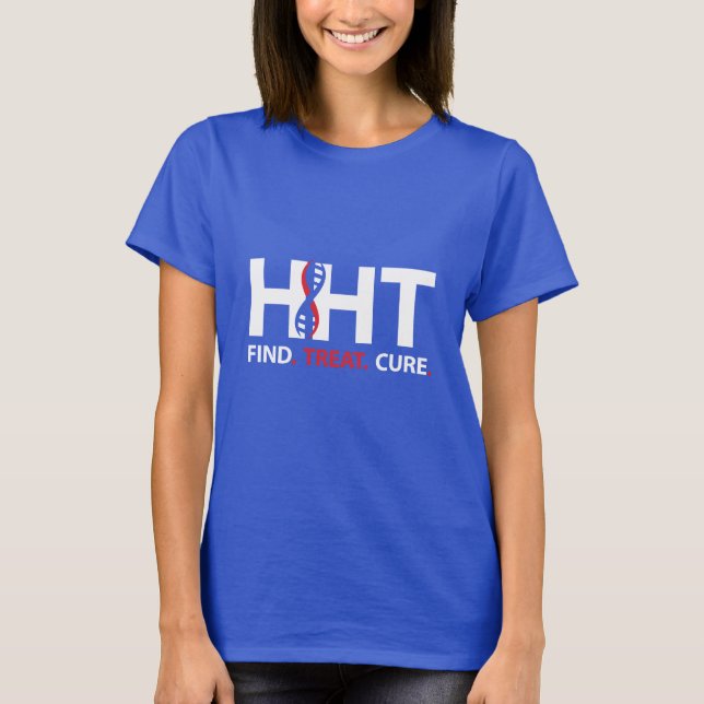 Camiseta Cure HHT FIND.TREAT.CURE Awareness T Womens (Anverso)
