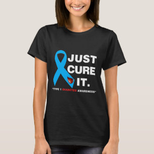 Camiseta Cure It Blue Ribbon Tipo 1 Conciencia sobre la dia