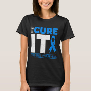 Camiseta Cure It Diabetes Awareness Blue Ribbon Diabet