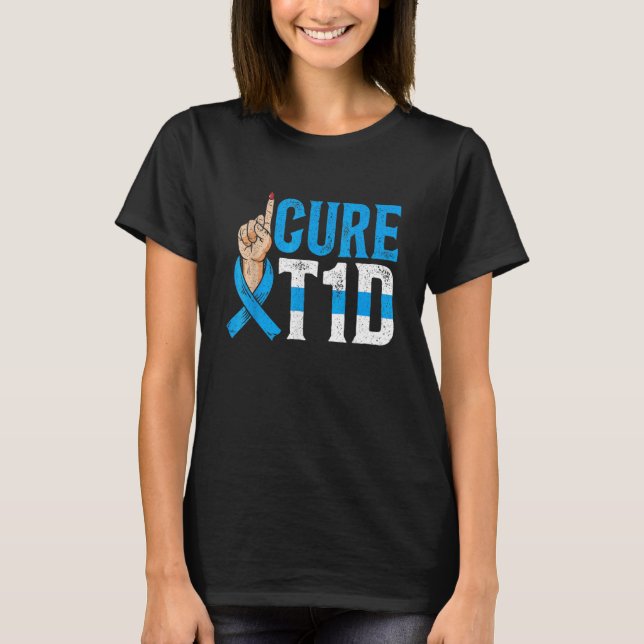 Camiseta Cure T1d Diabetes Conciencia Mes Insulina Páncreas (Anverso)