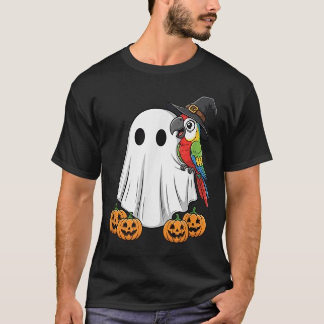 Camiseta Curiosa calabaza de loro fantasma Halloween niños  (Anverso)