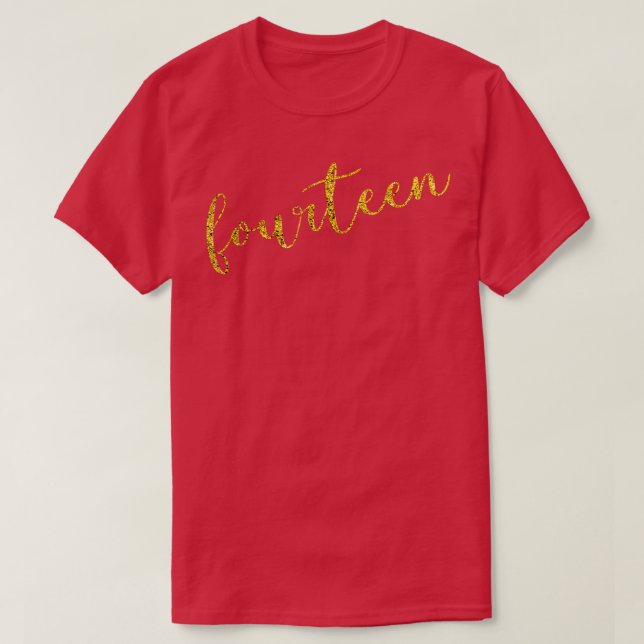 Camiseta Curiosa de 14 años feliz cuarto cumpleaños (Diseño del anverso)