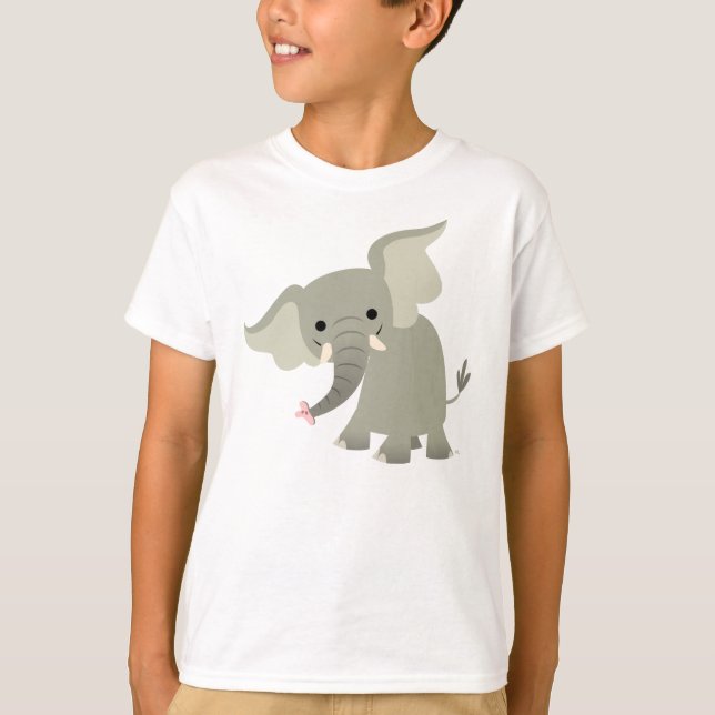 Camiseta curiosa de los niños del elefante del (Anverso)