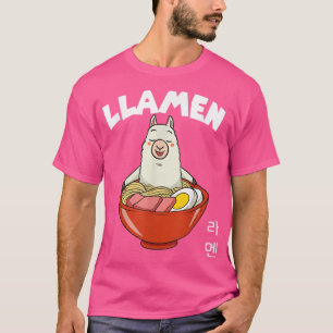 Camiseta Curiosa Kawaii Anime Ramen camisa, Llamen Llama
