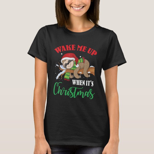 Camiseta Curiosa Lazy Slots Durmiendo Funny Feliz Navidad (Anverso)