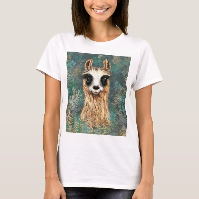 Camiseta Curiosa Llama T-Shirt Fun - Dibujo (Anverso)