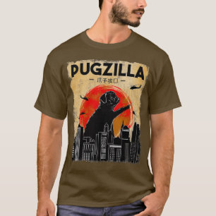 Camiseta Curiosa Pug Tshirt Pugzilla Tshirt Funny Dog Pug