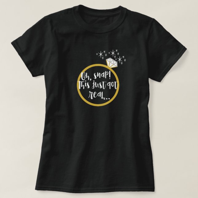 Camiseta Curioso anillo de compromiso de oro "Esto se ha vu (Diseño del anverso)