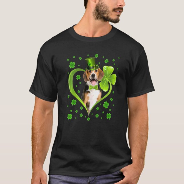 Camiseta Curioso Cachorro Shamrock Beagle Dog St Patrick S  (Anverso)