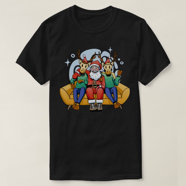 Camiseta Curioso canalla de Papá Noel en el sofá (Diseño del anverso)